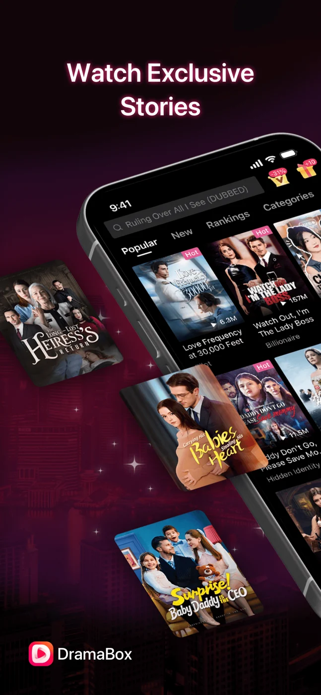 DramaBox mobile app interface in the official App Store visual