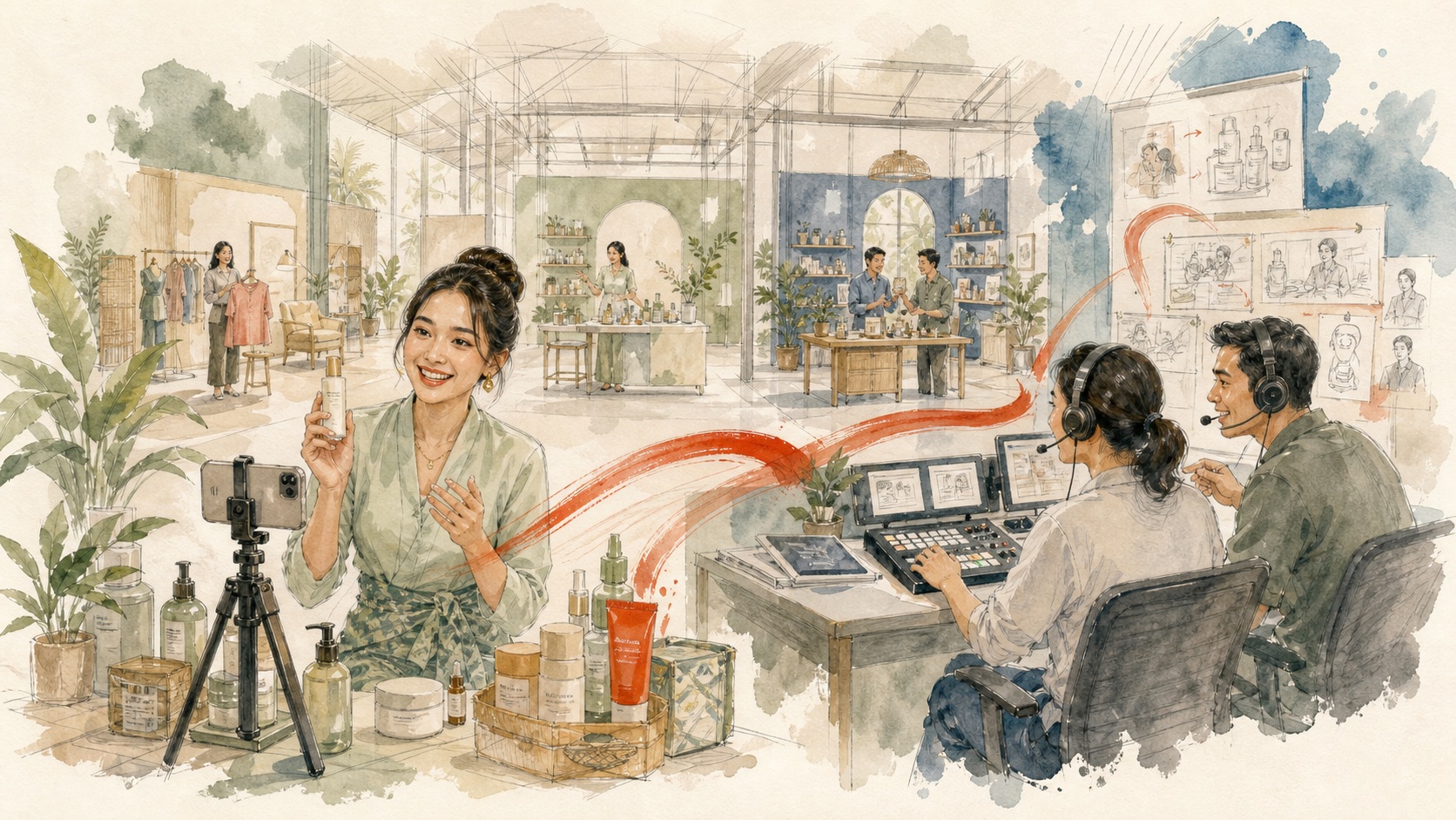 Southeast Asian live commerce studio operated by a trained local team